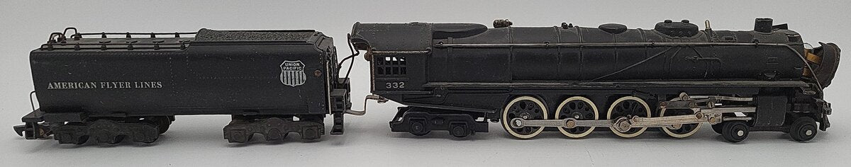 American Flyer 332 S Vintage UP 4-8-4 Northern Steam Locomotive and Tender VG