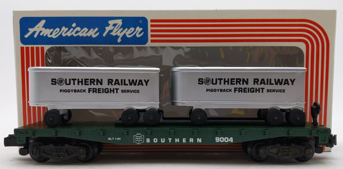 American Flyer 4-9004 S Gauge Southern Flatcar with Trailers LN/Box