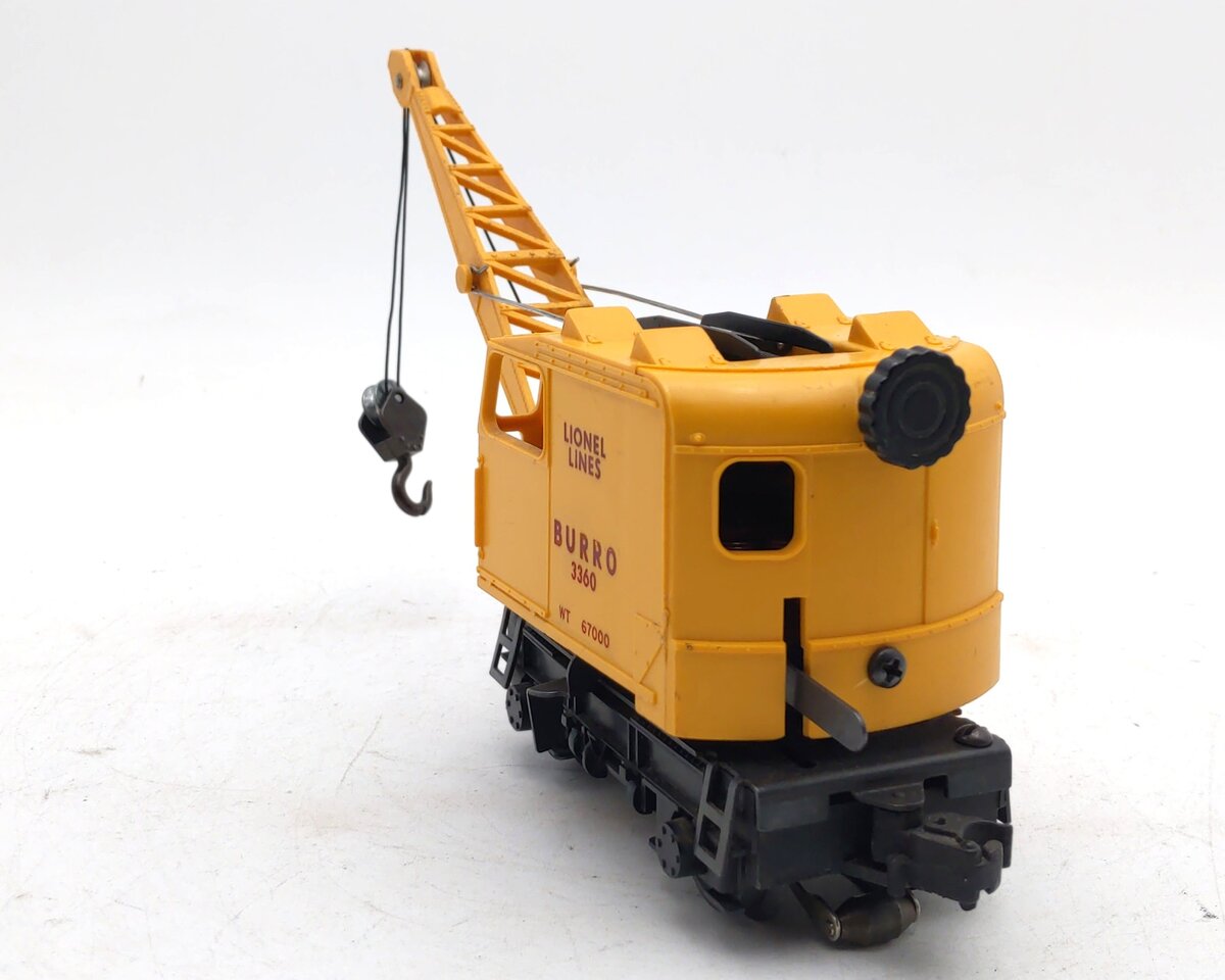 Lionel 3360 Vintage O Gauge Postwar Operating Burro Crane Car EX