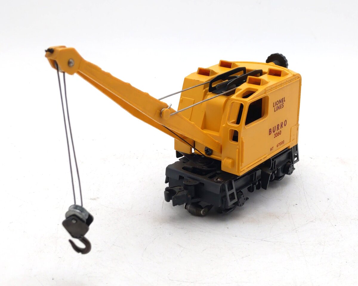Lionel 3360 Vintage O Gauge Postwar Operating Burro Crane Car EX
