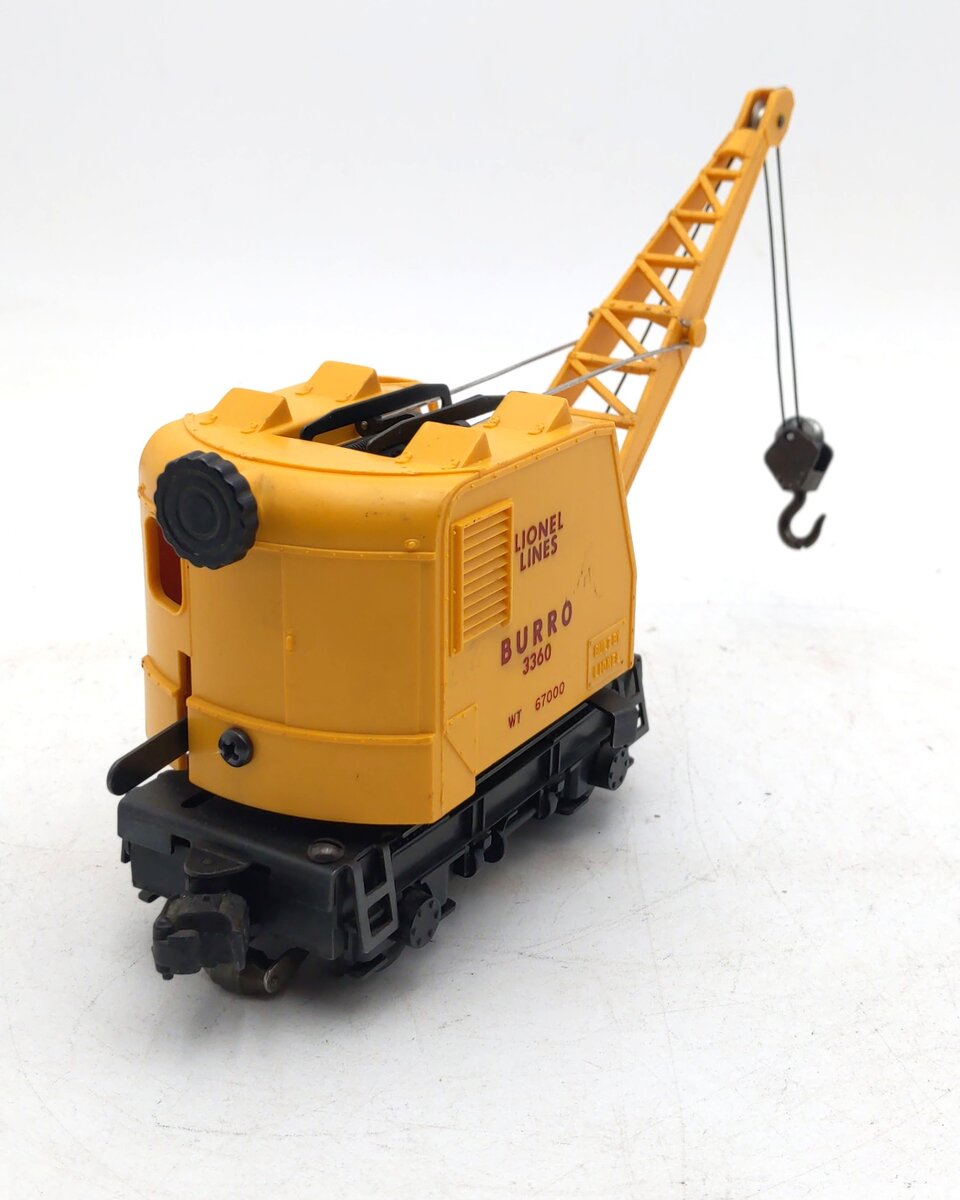 Lionel 3360 Vintage O Gauge Postwar Operating Burro Crane Car EX