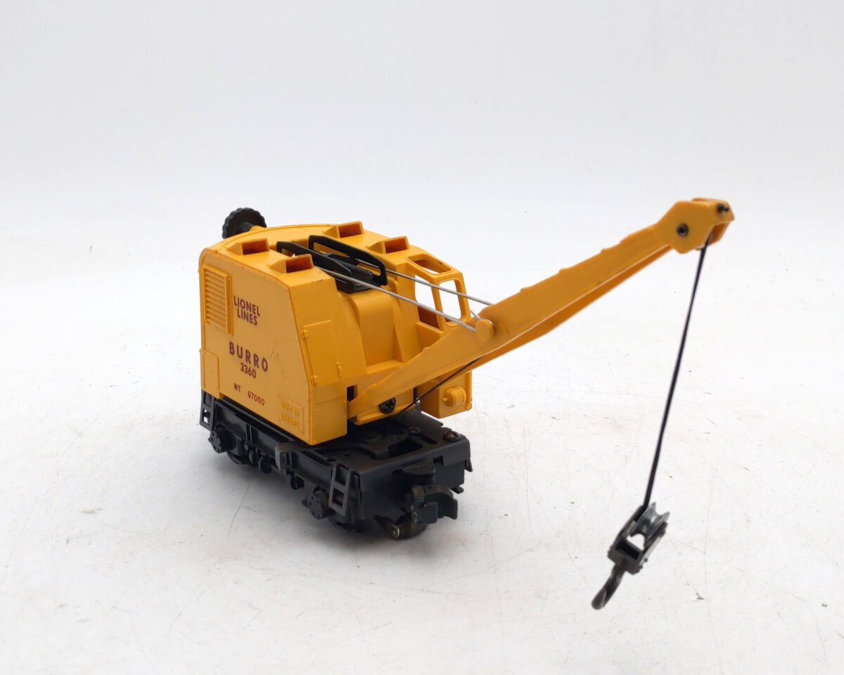 Lionel 3360 Vintage O Gauge Postwar Operating Burro Crane Car EX
