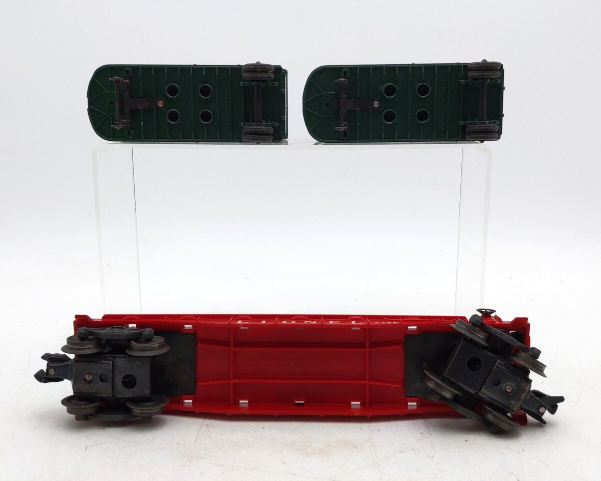 Lionel 3460 Vintage O Lionel Lines Flatcar w/2 Piggyback Trailers VG