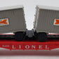 Lionel 6430 Vintage O Flatcar with 2 Gray Cooper Jarrett Trailer Vans VG/Box