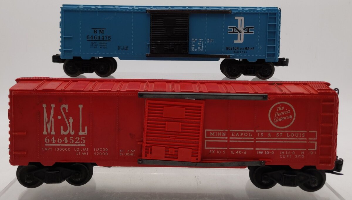 Lionel  & 6464-475 Vintage O Minneapolis & St Louis/Boston & Maine Box Cars(2) VG