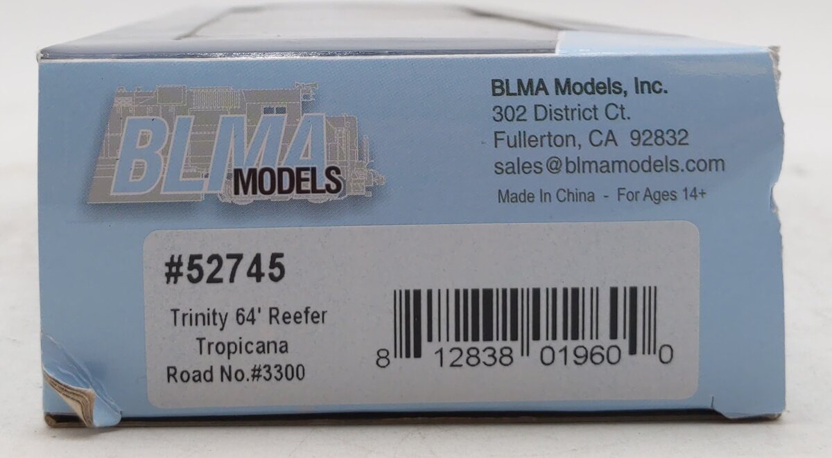 BLMA Models 52745 HO Scale Tropicana 64' Reefer #3300