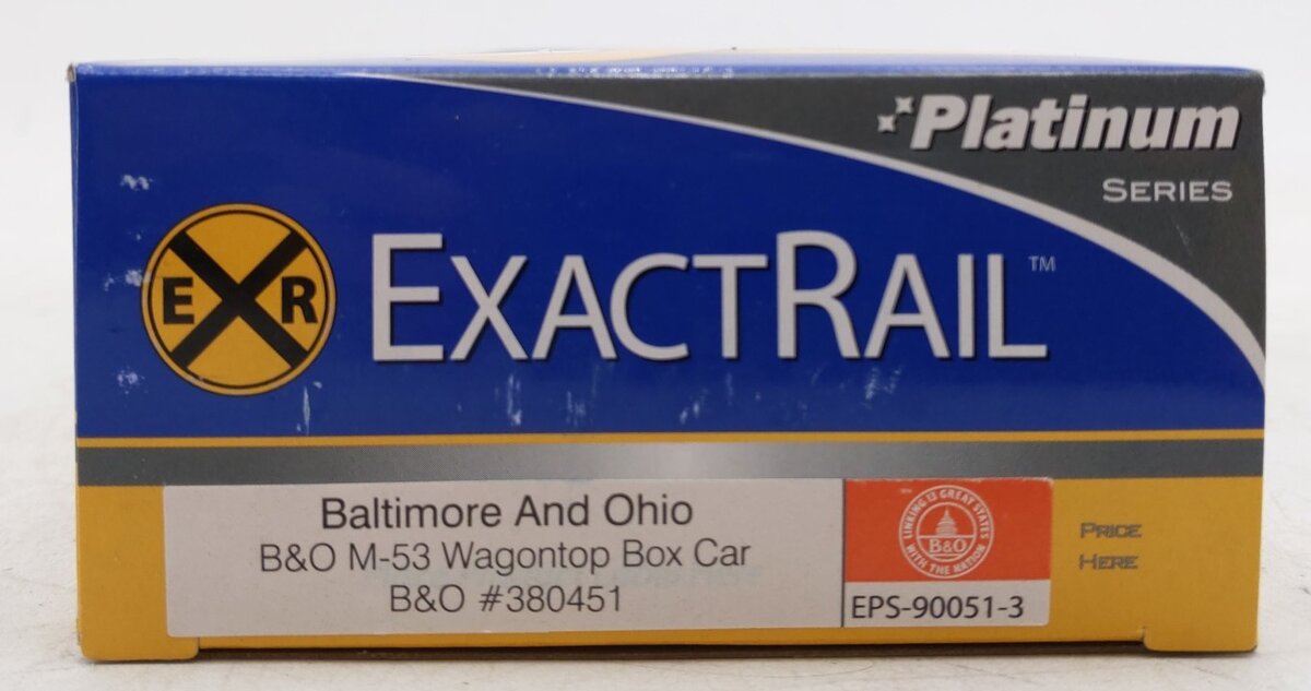 ExactRail EPS-90051-3 HO Scale Baltimore & Ohio M-53 Wagontop Box Car #380451 LN/Box