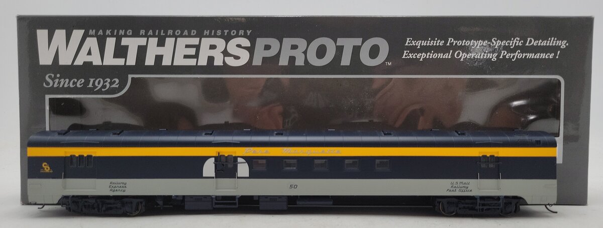 Walthers 920-9360 HO C&O Pere Marquette 85' PS RPO-Baggage Car #50 LN/Box