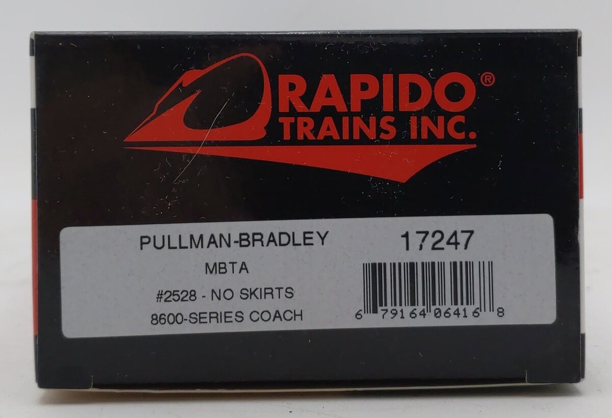 Rapido Trains 017247 HO MBTA 8600 Pullman- Bradley Coach without Skirt #2528