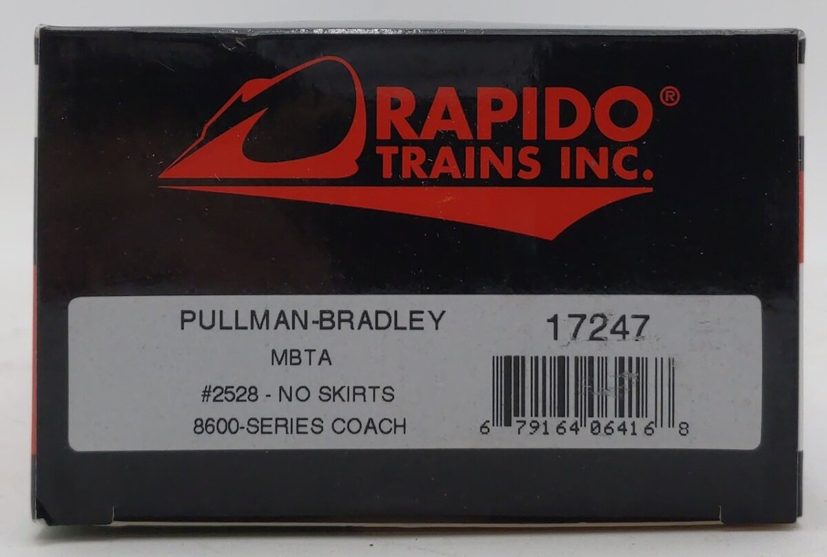 Rapido Trains 017247 HO MBTA 8600 Pullman- Bradley Coach without Skirt #2528