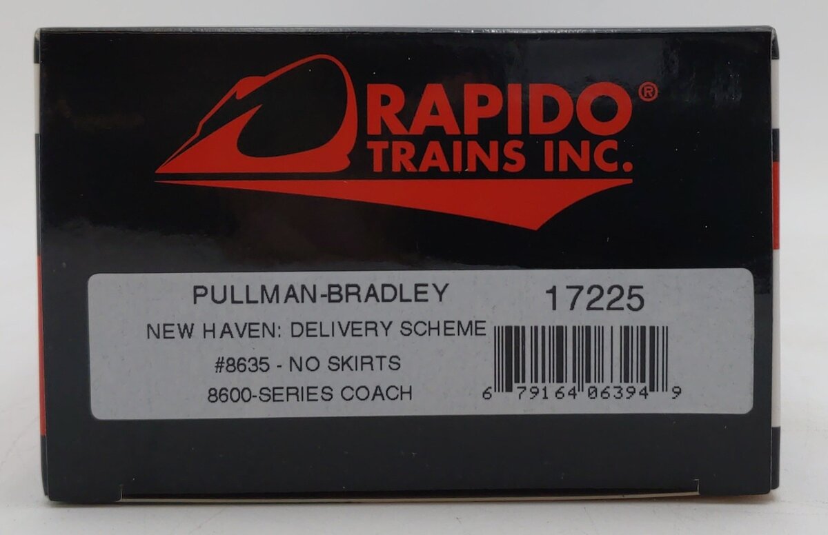 Rapido Trains 017225 HO New Haven Pullman-Bradley Coach #8635 (No Skirting)