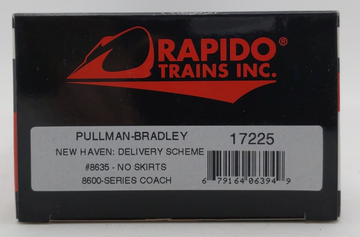 Rapido Trains 017225 HO New Haven Pullman-Bradley Coach #8635 (No Skirting)