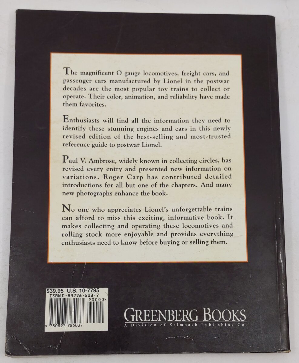 Greenberg's Guide to Lionel Trains, 1945-1969 Paperback Book By Paul V. Ambrose