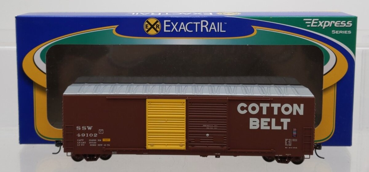 ExactRail EX-1007-1 HO Cotton Belt Gunderson 5200 Cu.Ft. Boxcar SSW #49102