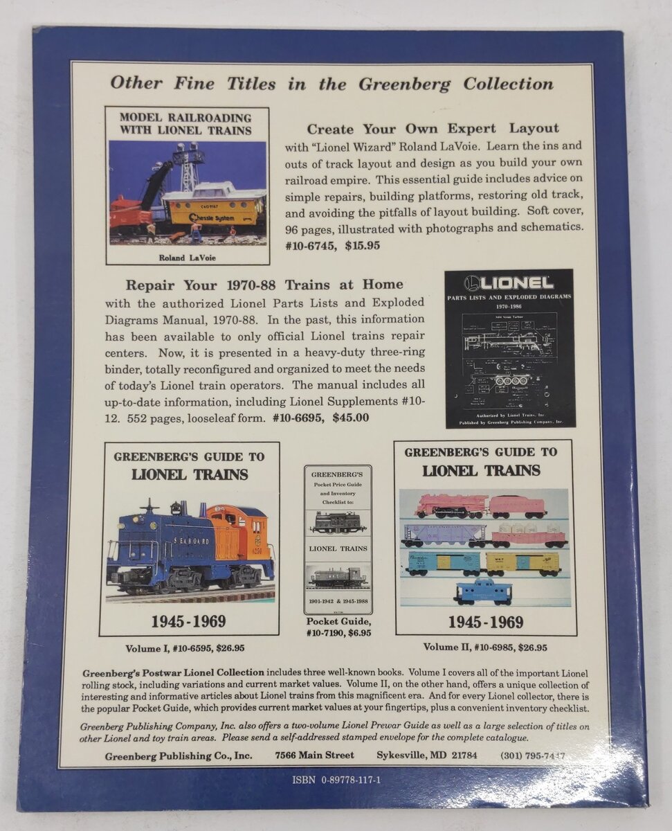 Greenberg's Guide to Lionel Trains, 1970-1988, with 1989 Supplement Paperback VG