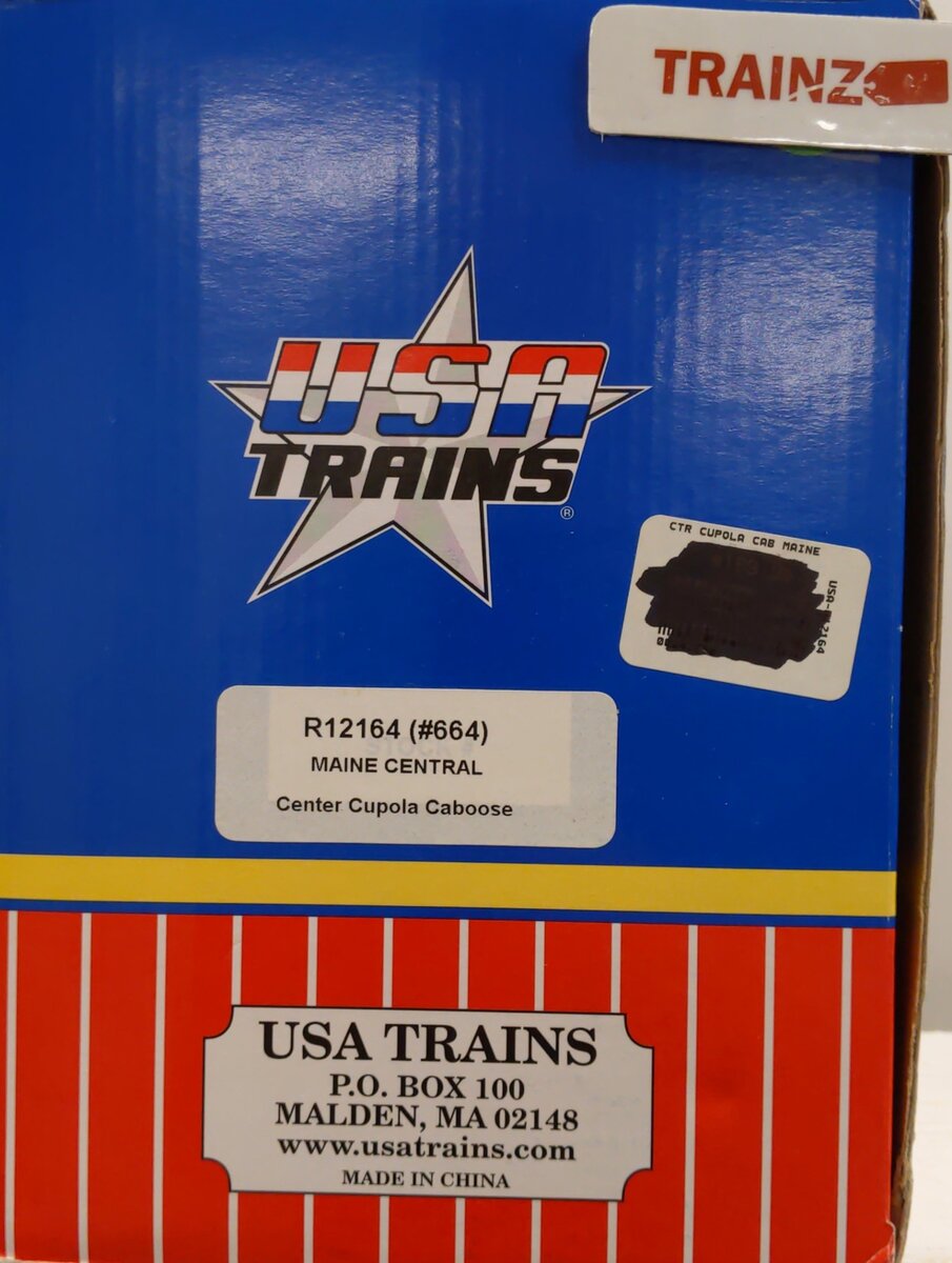 USA Trains R12164 G Maine Central Center Cupola Caboose (Harvest Gold/Green) EX/Box