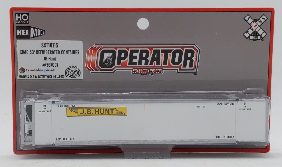 Scale Trains SXT10115 HO JB Hunt CIMC 53’ Reefer Container with Sound