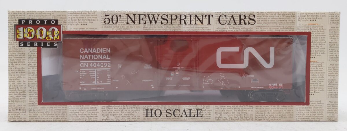 Proto 1000 400314 HO 50' Newsprint Car Canadian National Limited Edition #404092