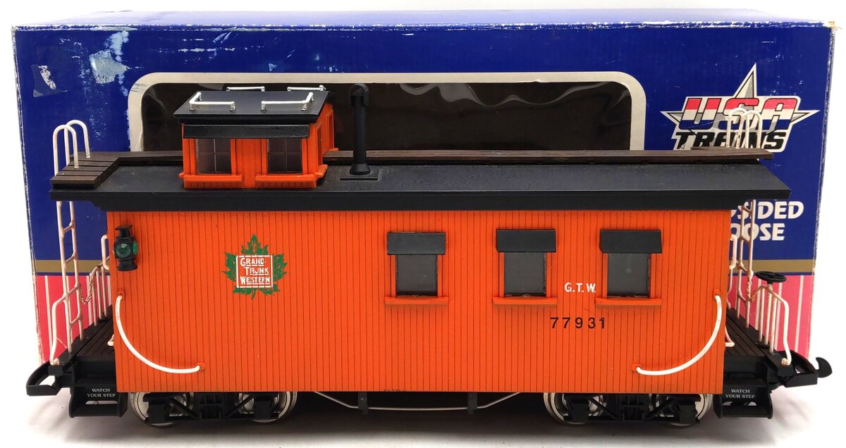 USA Trains R12023 G Scale Custom Grand Trunk Western Wood Side Caboose #77931 VG/Box
