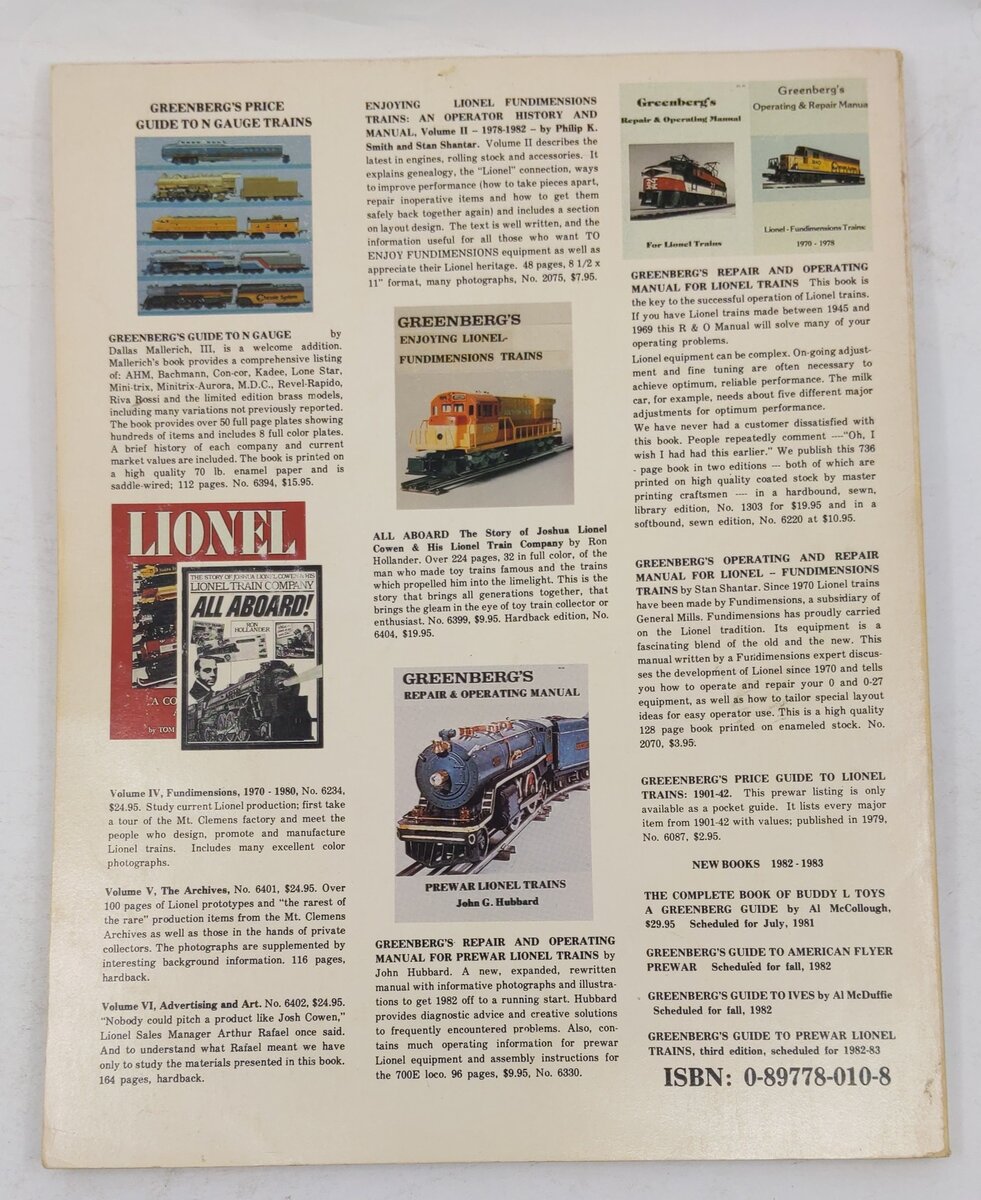 Greenberg's Price Guide to Lionel Trains Postwar O and O-27 Trains Paperback VG