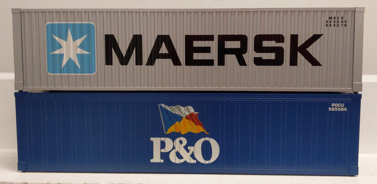 USA Trains G Scale Maersk  & P&O 40' Intermodal Containers #665565 #565584 EX