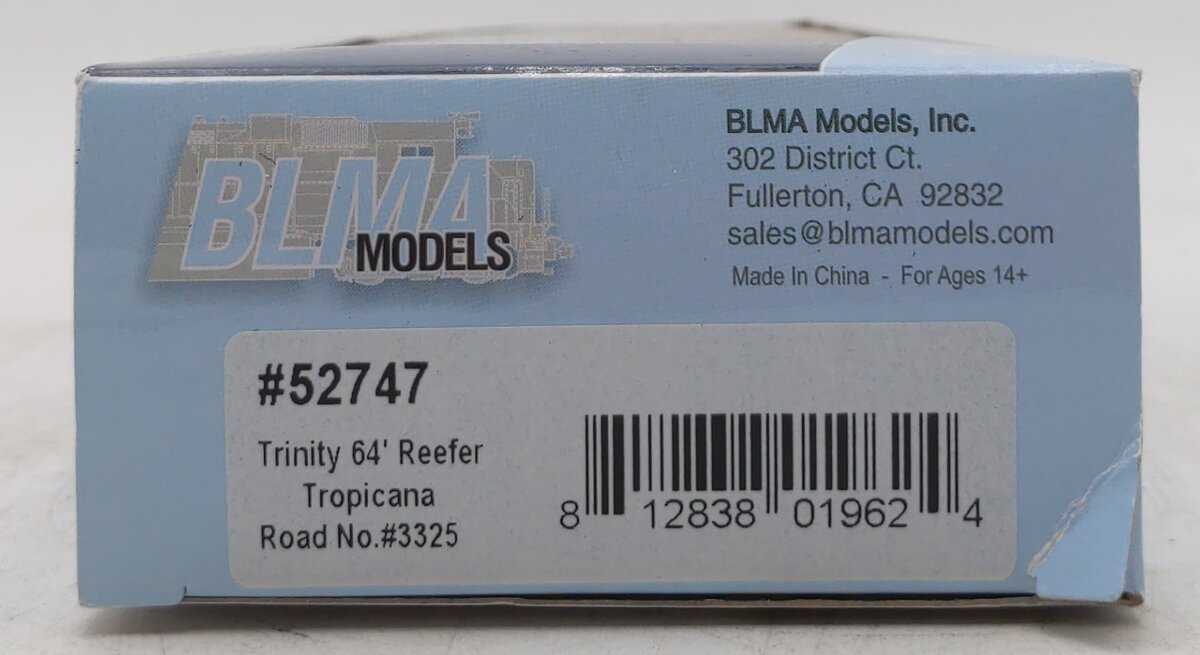 BLMA Models 52747 HO Scale Tropicana 64' Reefer #3325