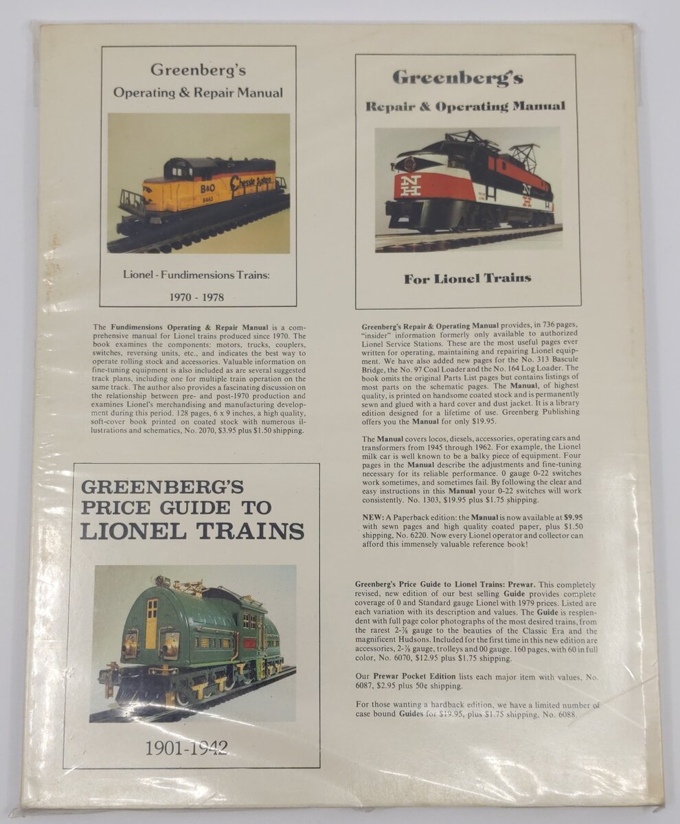Greenberg's Price Guide to Lionel Trains, 1945-1979 Paperback Book EX