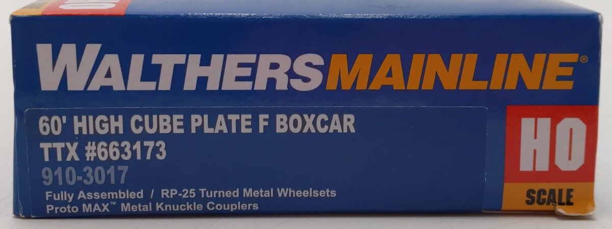 Walthers 910-3017 HO TTX 60' High Cube Plate F Boxcar RTR #663173