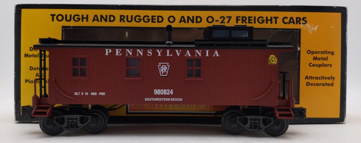 MTH 30-7715 O Gauge RailKing Pennsylvania Semi-Scale Woodsided Caboose #980824 LN/Box