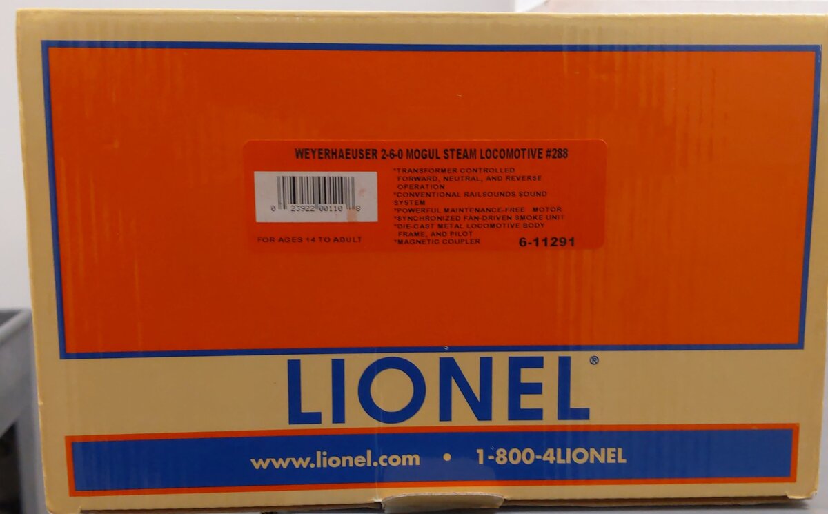 Lionel 6-11291 O Weyerhaeuser 2-6-0 Mogul Steam Locomotive #288 EX/Box