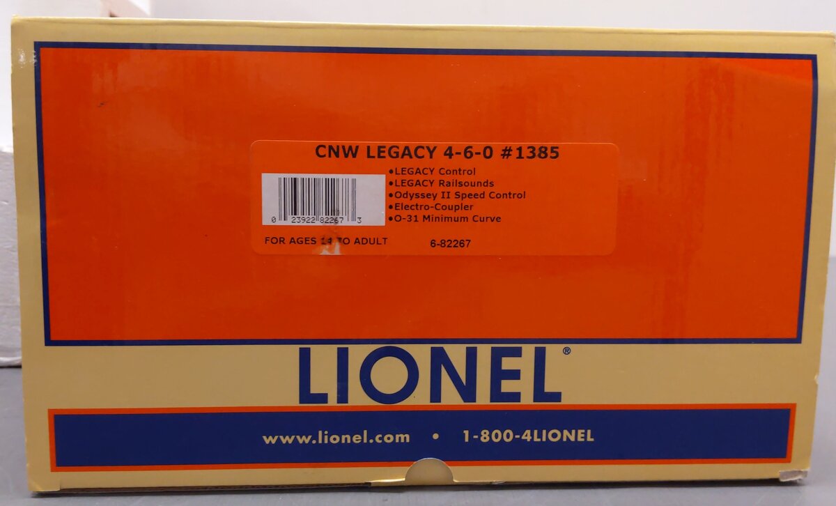 Lionel 6-82267 O Gauge Chicago & North Western 4-6-0 Steam Locomotive #1385 BTO