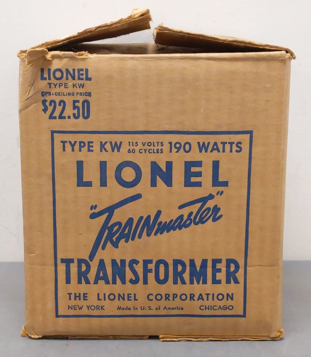 Lionel KW O Vintage Trainmaster 190 Watt Transformer with Whistle VG/Box