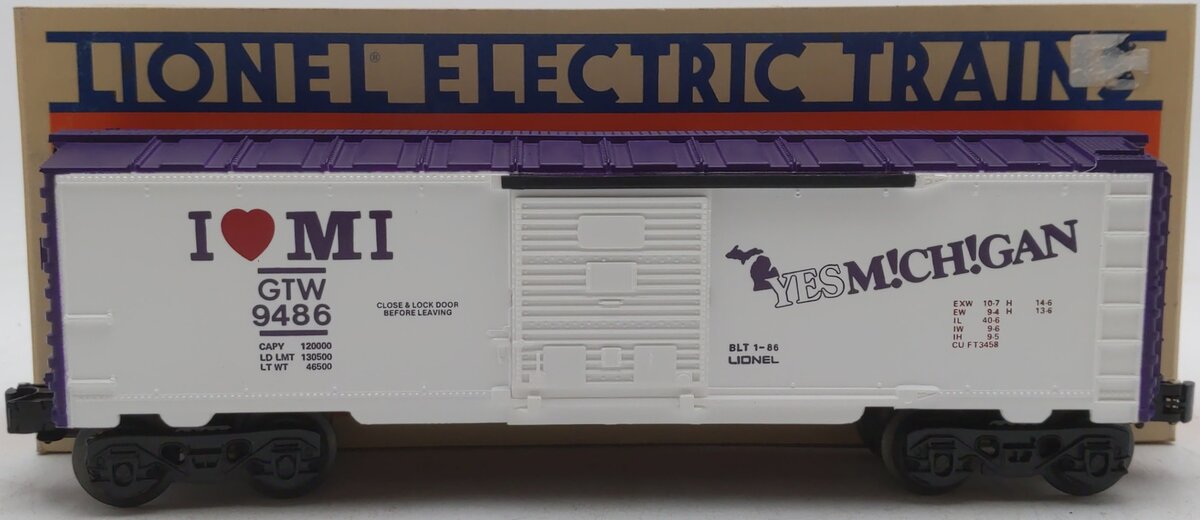 Lionel 6-9486 O Gauge I Love Michigan Boxcar #9486 LN/Box