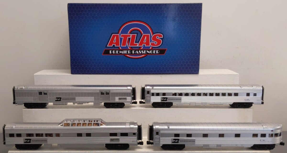 Atlas 3001590S O Burlington Northern 70' Streamline 4 Car Passenger Set (3 Rail) EX/Box