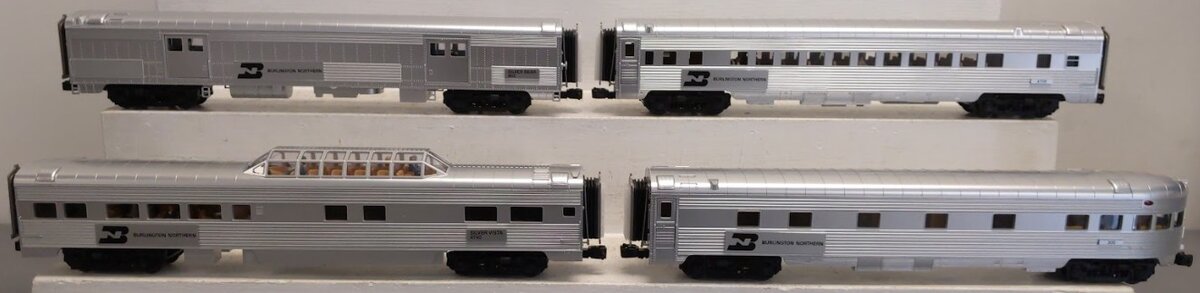 Atlas 3001590S O Burlington Northern 70' Streamline 4 Car Passenger Set (3 Rail) EX/Box