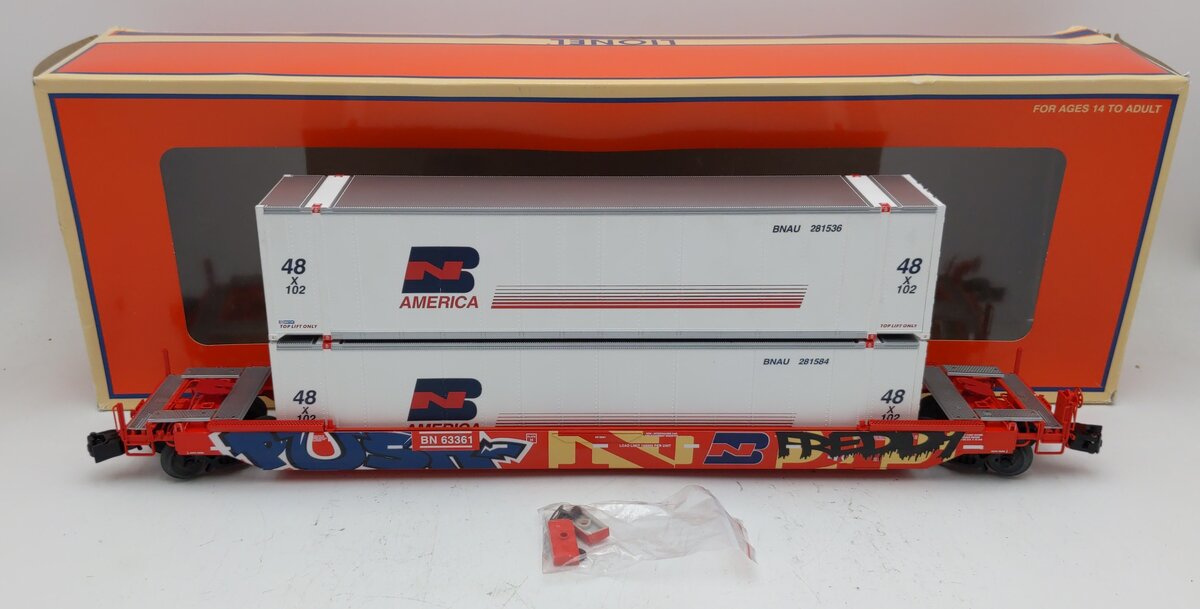 Lionel 2226572 O Burlington Northern Husky Stack Car with Graffiti #63361