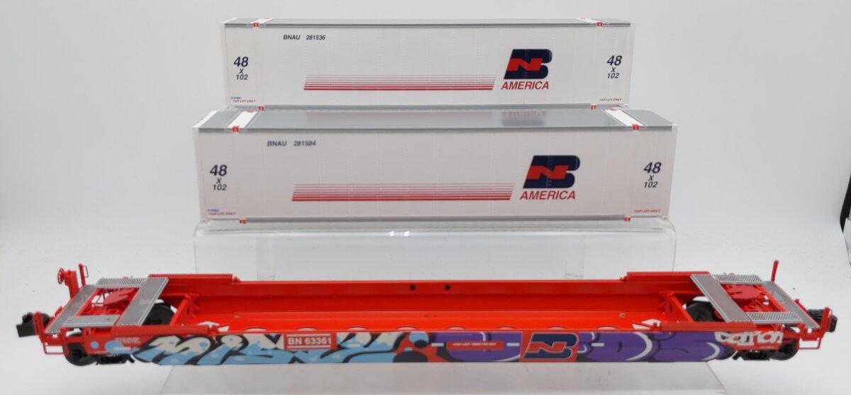 Lionel 2226572 O Burlington Northern Husky Stack Car with Graffiti #63361