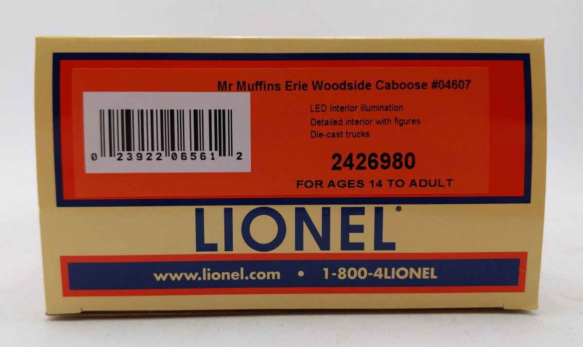 Lionel 2426980 O Gauge Erie Mr Muffins Woodside Caboose #04607 MT/Box