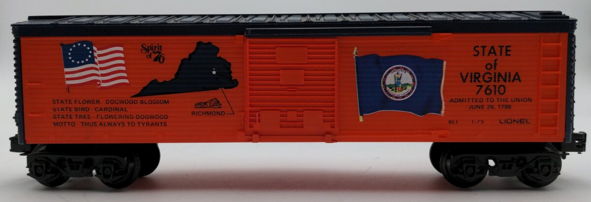 Lionel 6-7610 O Gauge State of Virginia Boxcar #7610 EX/Box
