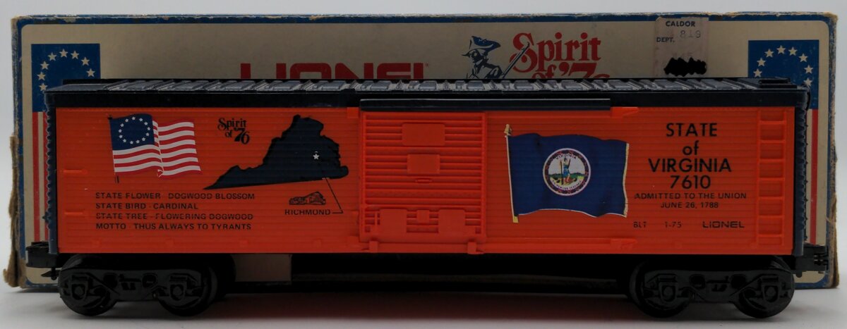 Lionel 6-7610 O Gauge State of Virginia Boxcar #7610 EX/Box