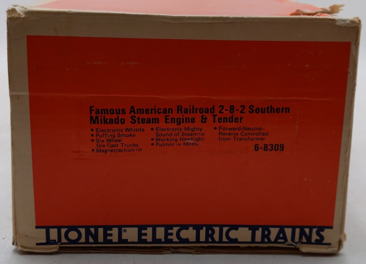 Lionel 6-8309 O Gauge Southern 2-8-2 Mikado Steam Locomotive & Tender #4501 EX/Box