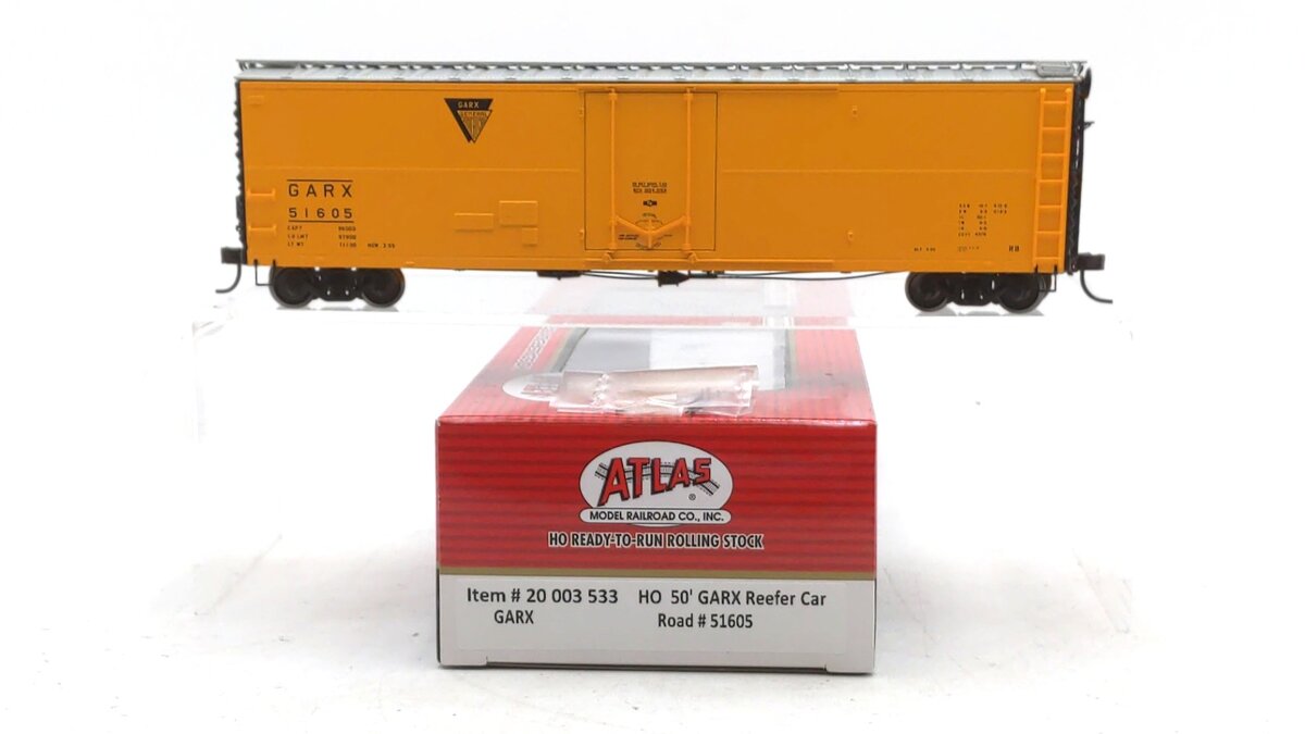 Atlas 20003533 HO Scale GARX 50' Reefer Car #51605 LN/Box