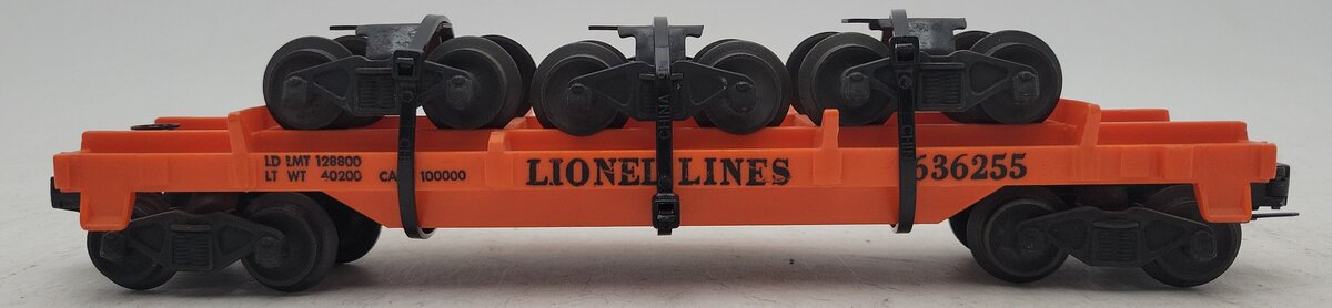 Lionel 6362-55 Vintage O Flat Car w/ 3 Trucks--Serif Letter Version EX