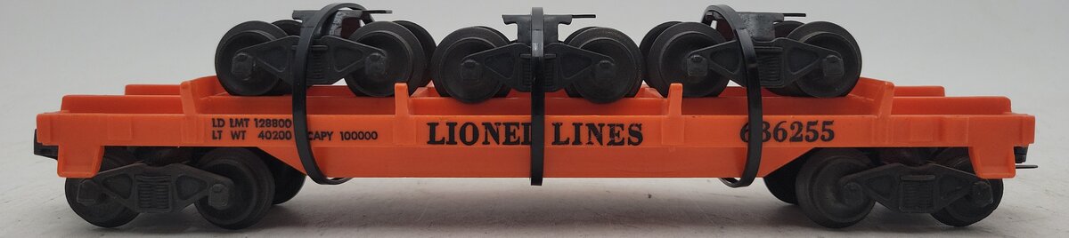 Lionel 6362-55 Vintage O Flat Car w/ 3 Trucks--Serif Letter Version EX