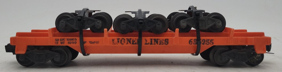 Lionel 6362-55 Vintage O Flat Car w/ 3 Trucks--Serif Letter Version EX
