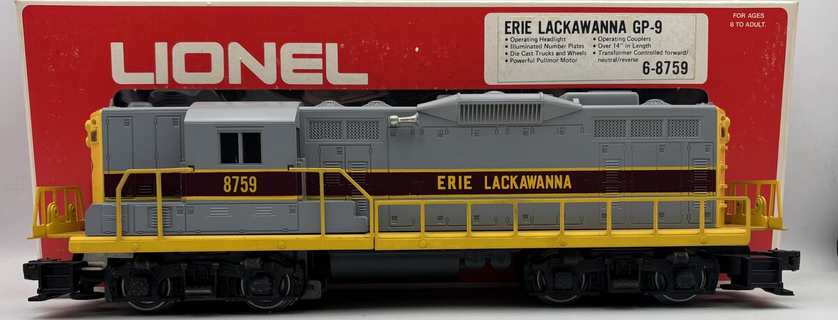 Lionel 6-8759 O Gauge Erie Lackawanna GP-9 Powered Diesel Locomotive EX/Box