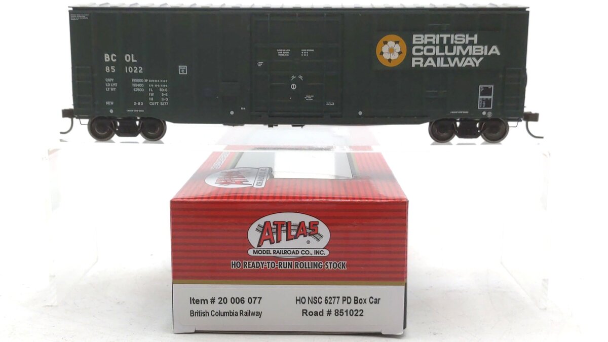 Atlas 20006077 HO British Columbia Railway NSC 5277 50' Plug-Door Boxcar #851022