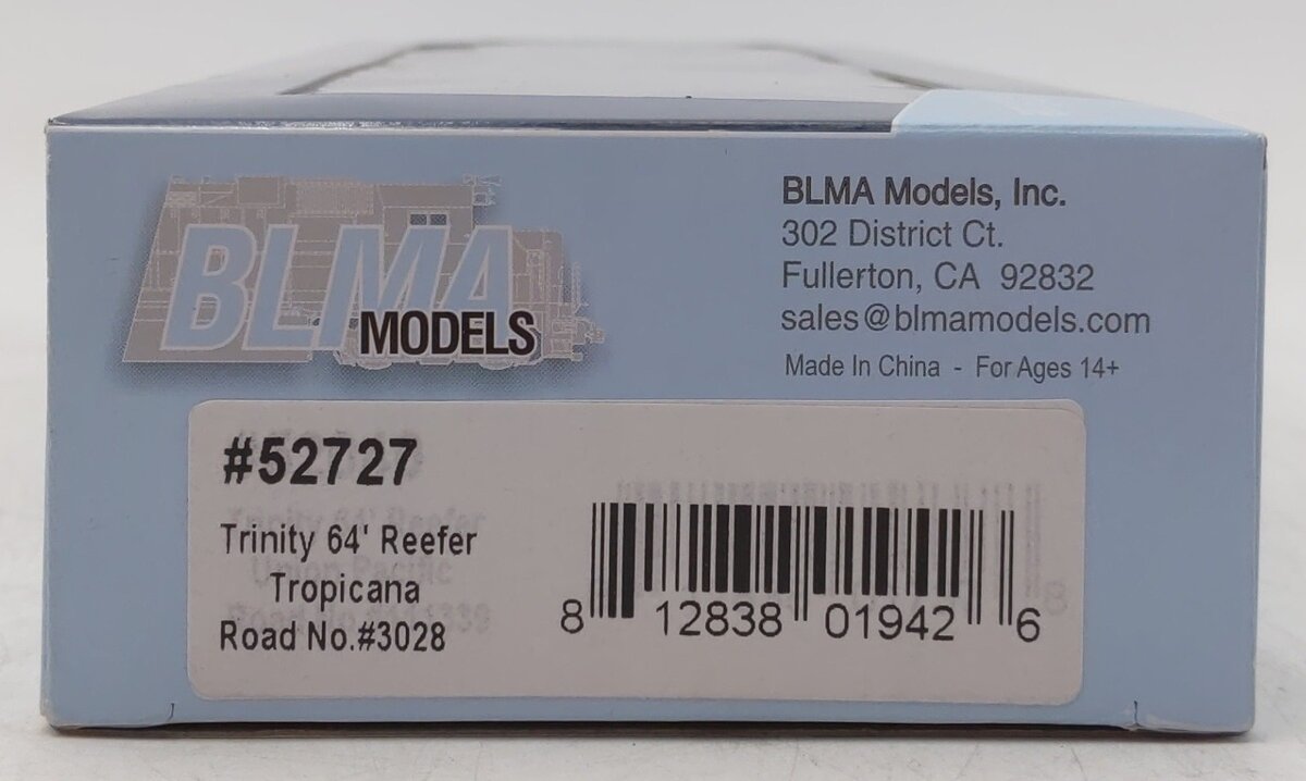 BLMA Models 52727 HO Scale Tropicana 64' Reefer Car #3028