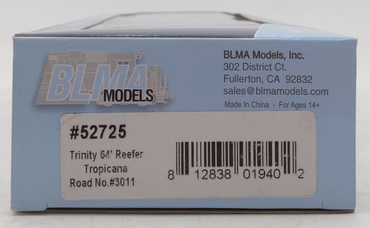 BLMA Models 52725 HO Scale Tropicana 64' Reefer Car #3011