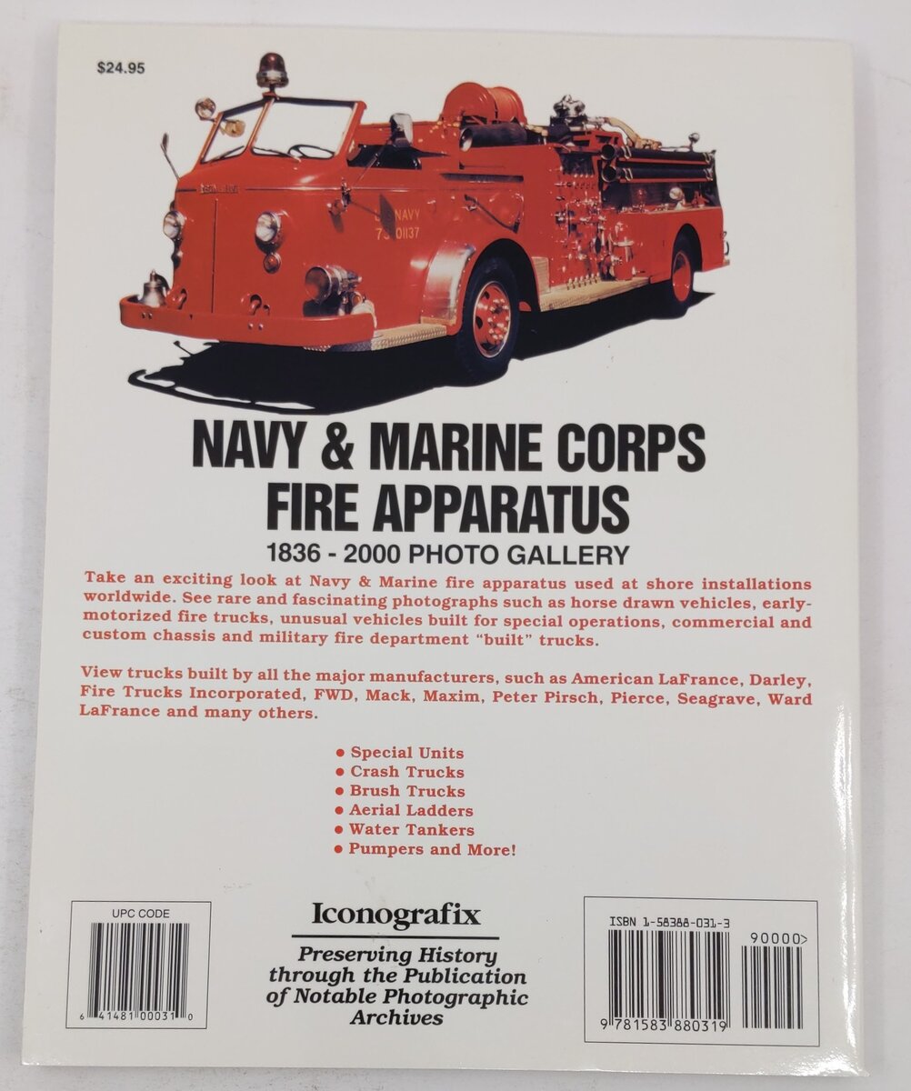 Navy and Marine Corp Fire Apparatus 1836-2000: Photo Gallery Paperback Book EX